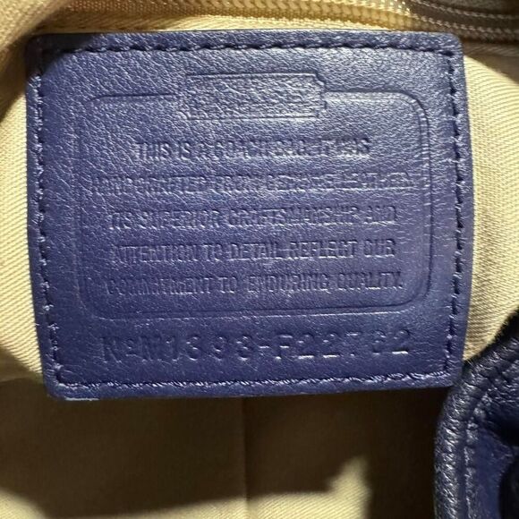 2013 Coach Legacy Navy Blue and Citrine with perforated leather Hobo Tote Bag - Picture 6 of 12